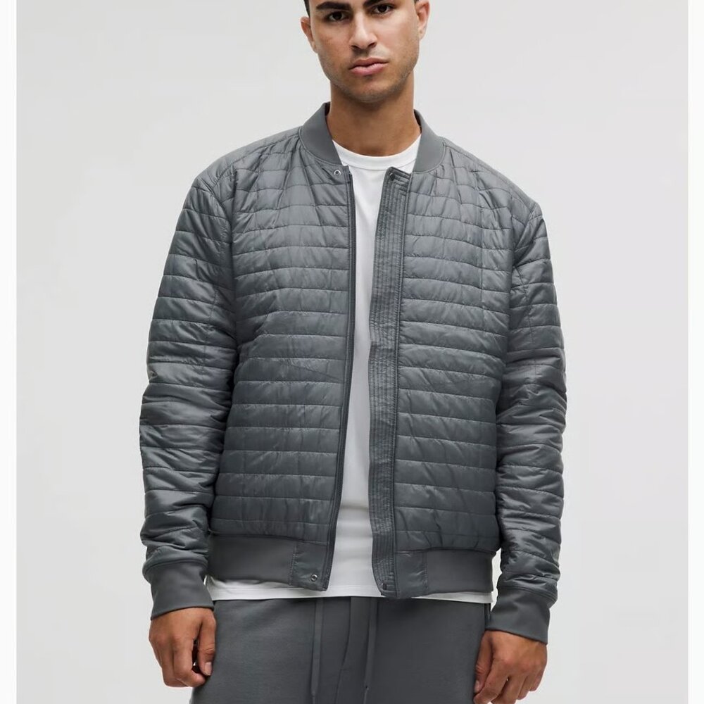 Lululemon Men's Oil Grey PrimaLoft Switch Over Reversible Bomber Jacket Size M